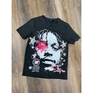 Y2K Romwe Mens Black Graphic T Shirt Size small